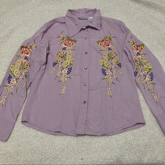 Draper’s & Damon’s embroidered long sleeve western style button down shirt - Picture 1 of 8